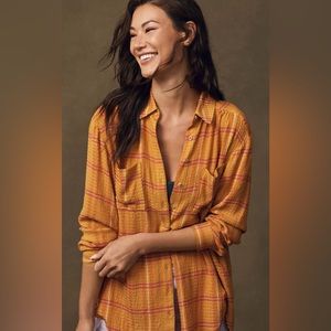 Anthropology Pilcro: Relaxed Plaid Buttondown Shirt Size Small